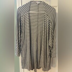 Lularoe Medium Gray and White Striped Cardigan
